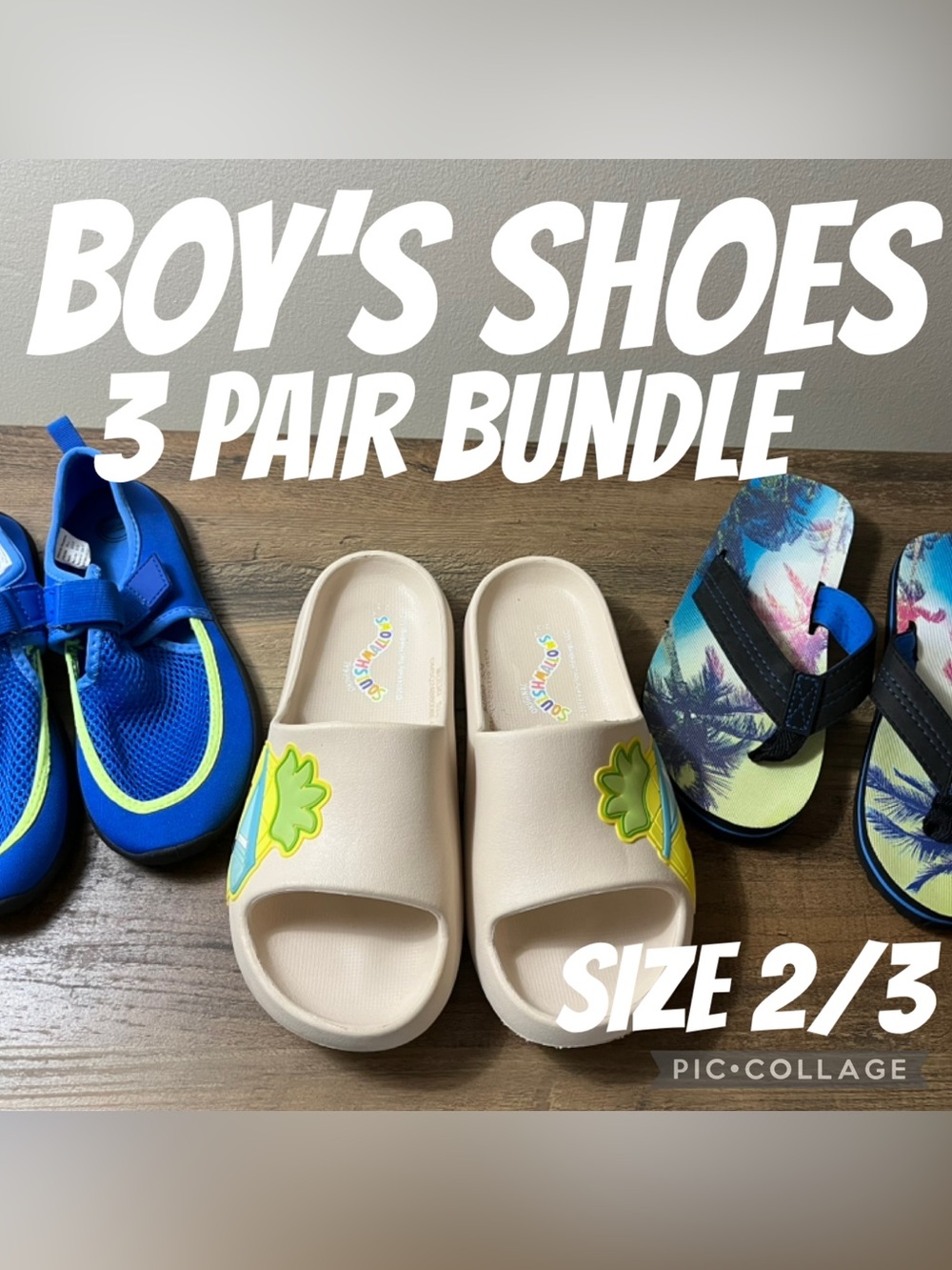 Boys Shoes Walmart Wonder Nation Squishmallows 3 Pair Sandals Bundle Size 2/3